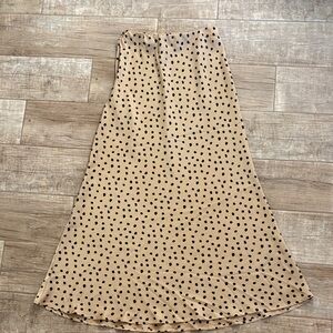 Audrey Polka Dot Tan Long Flowy Skirt